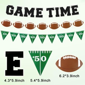Lukniuo Game Time Football Banner Football Party Banner Decoration Football Hanging Garland Triangle Banner Flags Football for Football Birthday Party Decoration Game Day Sports Themed Party Supplies
