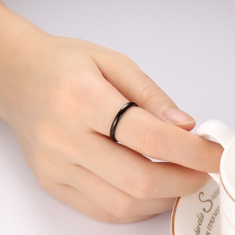 JUDE 2mm Tungsten Carbide Stackable Wedding Ring, Tungsten, black