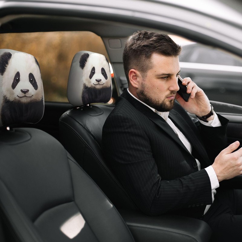 TZBVTAU 2 Pack Carton Panda Car Seat Headrest Cover for