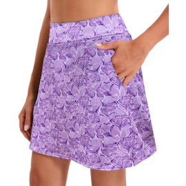Oyamiki - Falda deportiva ligera para mujer, perfecta para correr, entrenamiento, deportes, golf, D08 Lilac Flowers Pink, XX-Large