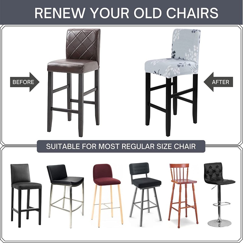SearchI Bar Stool Covers Set of 2, Stretch Washable Barstool