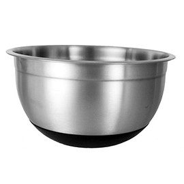 Buckingham Designer Stainless Steel Salad/Mixing Bowl 3 Litre Silicon Base, Silver Black, 18922