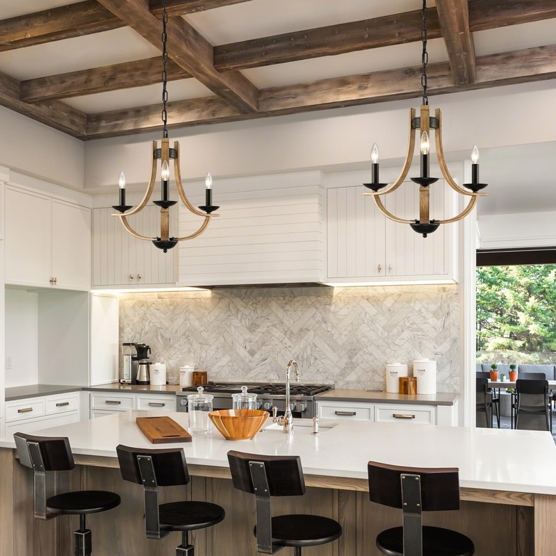 LAMPKEDUO Farmhouse Chandelier for Dining Room 3-Light 19" Wide Adjustable