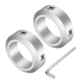 sourcing map Set Screw Shaft Collar for 25mm Shaft, 2pcs Clamping Collars 38mm OD, 12mm Thickness, Aluminum Alloy Clamp-On Collar with M6 Set Screws and a Wrench
