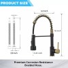 MVMHOME Black and Gold LED Kitchen Faucet with Pull Down