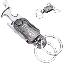 iTrego [2 Pack] Multifunctional Heavy Duty Metal KeyChain Key Ring - Carabiner Clip, Bottle Opener, Fidget spinners & Phone Holder