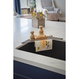 Corner Roll-Up Sink Rack - Color: Black