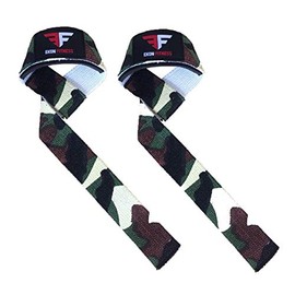 EKON Weight Lifting Gym Deadlift Straps Wrist Support Straps (Camo/Green)