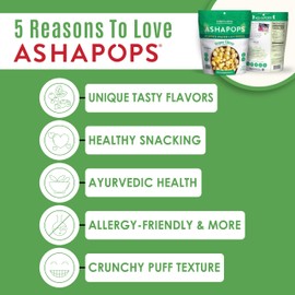 AshaPops Vegan Cheese Popped Water Lily Seeds - Handcrafted | Gluten Free | Vegan | Paleo | Nut Free | Soy Free | Non-GMO | 1 oz | (Pack of 6 Bags)