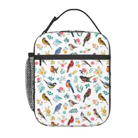 FREEHOTU Watercolor Birds Lunch Bag Double Insulated Leakproof Lunch Box Tote Bag Cooler Lunch Organizer for Work Picnic Travel Camping
