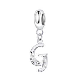 Symretie Women's 925 Sterling Silver Charms Pendant Letter A-Z Silver Initial Pendant Compatible with European Bracelets and Necklace, Sterling Silver