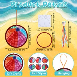 Motipuns 24 Sets Summer Crafts Beach Ball Paper Craft Kits Tissue Paper Sign with Colorful Sticker Acetates DIY Beach Ball Art Kits for Office Activities Holiday Summer Theme Party