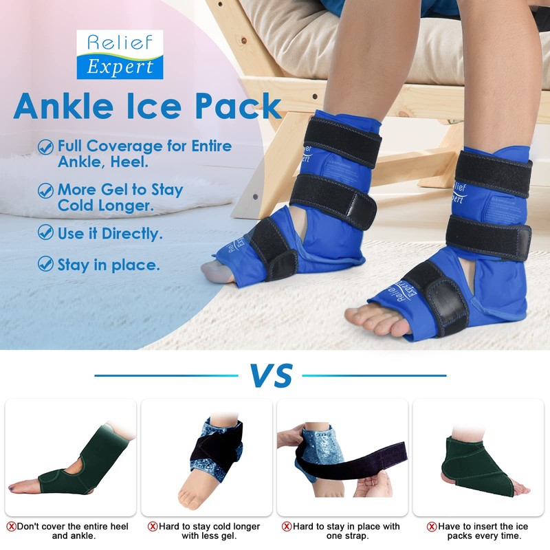 Relief Expert Ankle Ice Pack Wrap 2 Packs – Reusable