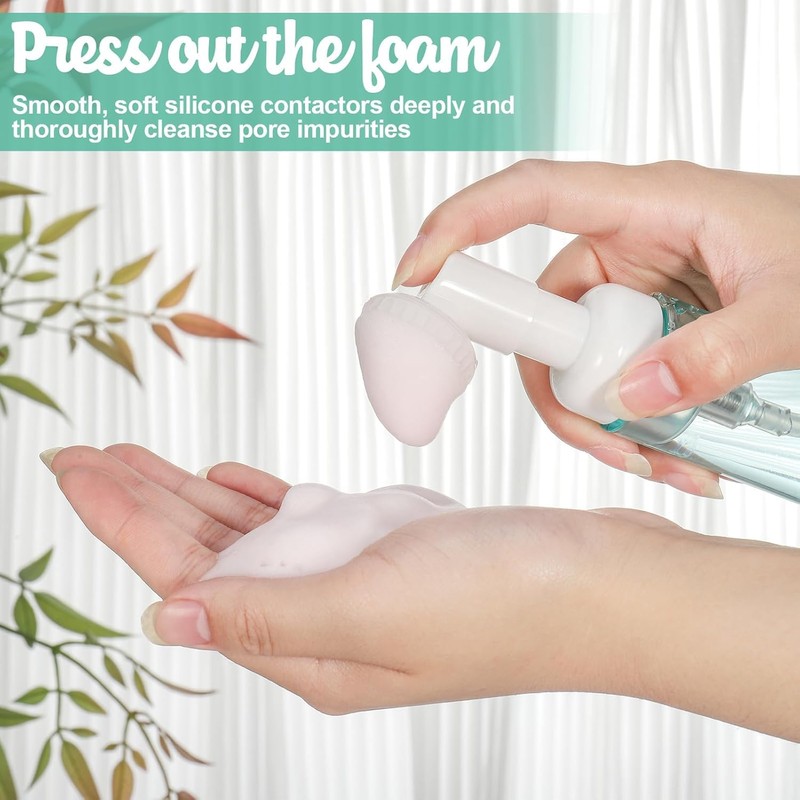 4Pcs Foam Bottle with Brush, Empty Plastic Foaming Soap Dispenser,