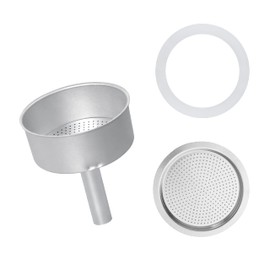 Espresso Maker Filter Basket,moka pot 3 cup Replacement Funnel,moka pot filter For Mocha Coffee Maker Pot with 1pcs Filter and 1pcs Silicone Gasket Seals
