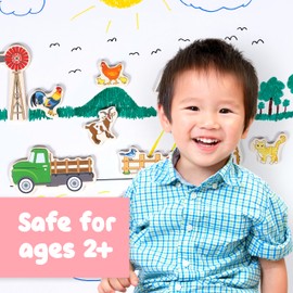 SPARK & WOW Wooden Magnets - Farm - Set of 20 - Magnets for Kids Ages 2+ - Cute Farm Magnets for Fridges, Whiteboards and More