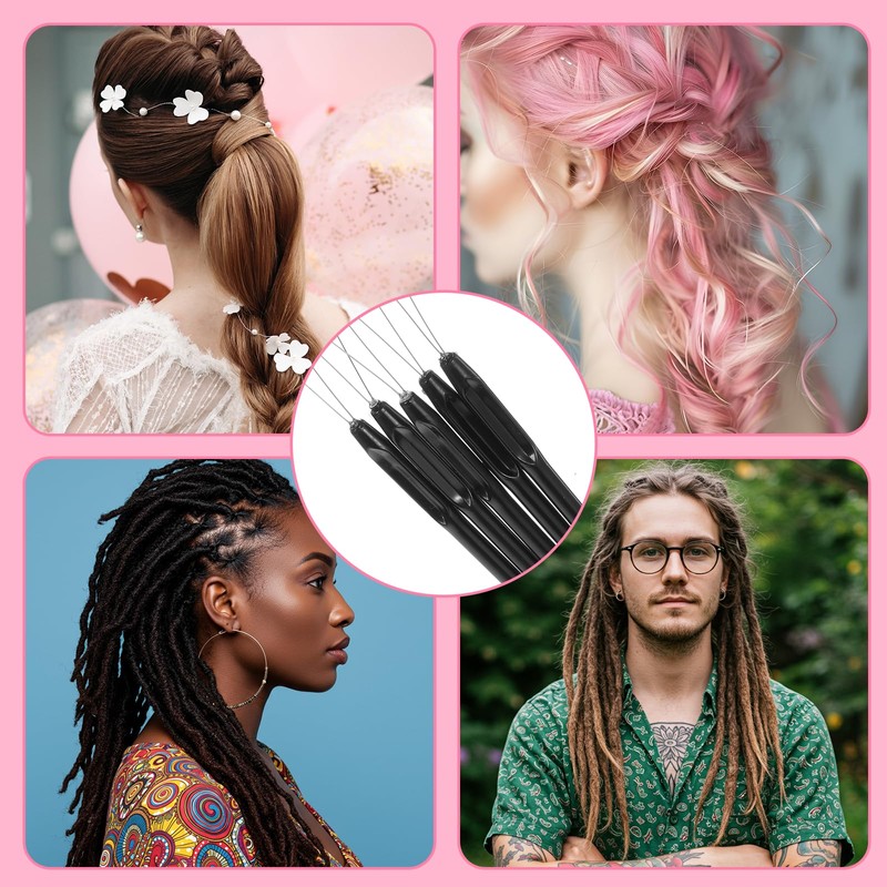 AOZUO Crochet Hook Set, Threader, Beard Beads, Hair Extensions, Black