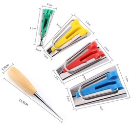 6pcs Bias Tape Maker Kit 6/12/18/25mm Binding Tool Guide Strip Sewing Quilting with Tape Binding Presser Foot Quilting Awl
