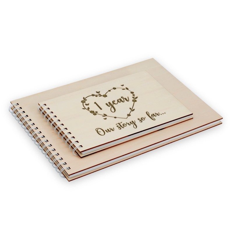 Wooden Engraved Scrapbook | 1 Year - Our Story So