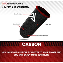 Progameplays Premium Hybrid Finger Sleeves for Mobile Gaming, High Sensitivity, Breathable Anti-Sweat, Durable, Silver and Carbon Fibre, Thumb Sleeve (3 Pairs of BlueC)