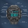 Men Rectangle Digital Sports Watch Night Light Rectangle Display Waterproof