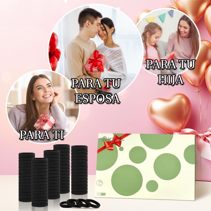 Triko Paquete de 100 Ligas para el cabello, Coleteros para