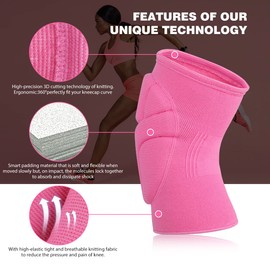 Volleyball Knee Pads Pink, Knee Protector Supporter for Girl Lady Women with High Protection Pads ,Professional Grade Knee Pads for Running,Tennis,Yoga,Cycline,Gym,Workout Exercise