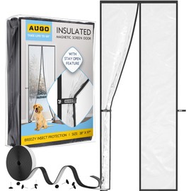 AUGO Magnetic Thermal Insulated Door Curtain - Transparent EVA Door Cover for Winter- Keeps Warm Air in and Cold Air Out - Home Winterizing Products - Patent Pending Keep Open Feature - 38 x 97 Inch