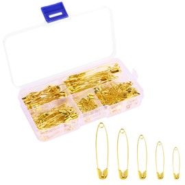 Aruicheng Safety Pins 5 Assorted Sizes Safety Pins for Clothes 150 Pack Safety Pin Heavy Duty Small and Large Safety Pins for Art Craft Sewing Jewelry Making Gold