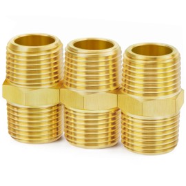 ChillWaves 3PCS Brass Pipe Fitting, Hex Nipple 1/2" NPT Male x 1/2" NPT Male Thread Adapter