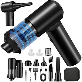 Airifypro Car Vacuum Portable Cordless - 4 in 1 90° Foldable Mini Car Vacuum with 16000Pa, Rechargeable Handheld Air Duster with Brushless Motor for Auto Home Office Pet Hair (Black)