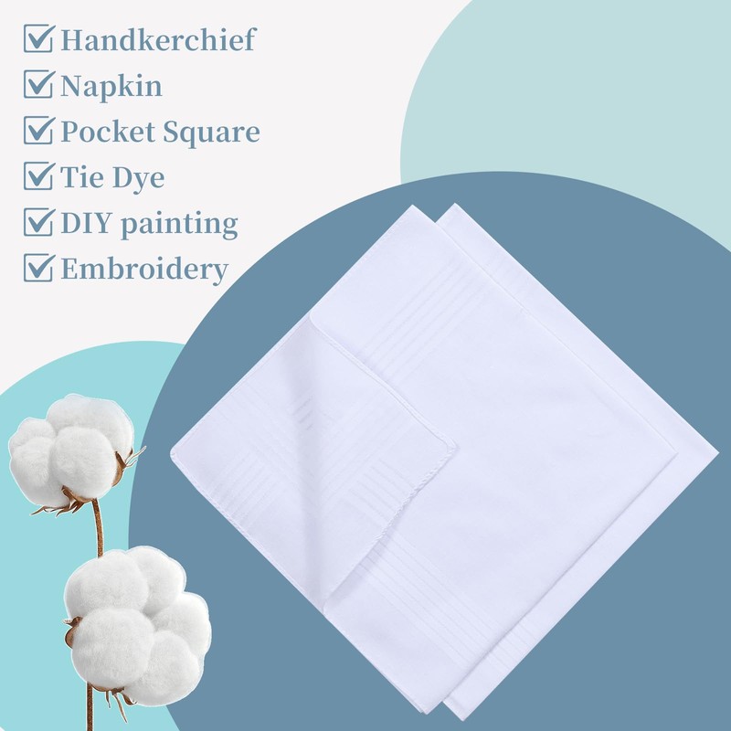 Ygreato Men's Handkerchiefs 16 inches, 100% Cotton Handkerchiefs for Men,