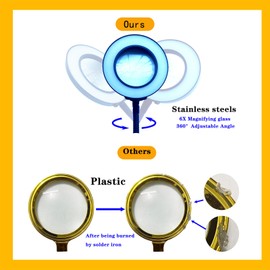 Soldering Station Helping Hands with Magnifying Glass with Light Third Hand Solder Tool Circuit Board Welding Kit PCB Holder Heavy Duty Base Plate | Four Flexible Arms