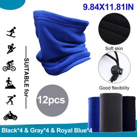 JALCH 12-Pack Winter Fleece Neck Gaiter: Multi-Functional Face Mask for Men and Women, Ideal for Skiing and Cold Weather