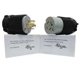 OCS Parts NEMA L14-20 Locking Plug and Connector Set | 250V - 20A | cUL Listed Replacement Generator Plugs (Plug + Connector)