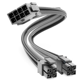 deleyCON 4+4-Pin EPS CPU Processor Power Cable Internal 30 cm - 18 AWG PSU Motherboard PC Computer Power Supply Nylon Power Cable Power Supply Male to Female - Black Grey