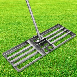 Lawn Leveling Rake, Lawn Leveler, 10"x30" Stainless Steel Adjustable 6.2 FT Handle Levelawn Tool Effort Saving Lawn Leveler Soil Dirt Ground Surface Easily for Landscape Yard Garden Golf Farm Grass