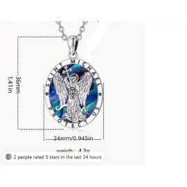 Fashion Jewelry large OVAL ST MICHAEL PROTECT ANGEL Pendant 26" 925 Sterling Silver Necklace men