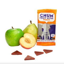 Chum Fruit Bites | Peach | 48 Pack | 100% Fruit | No Added Sugar | Plant Based | All-Natural Healthy Fruit Snack | High Fiber | Vegan | Gluten Free | non-GMO | Kosher | Paleo