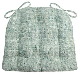 Barnett Home Decor Dining Chair Pad with Ties - Boucle Seaglass Size Extra-Large 16.5 x 18 - Latex Foam Filled Cushion, Reversible (Aqua XL)