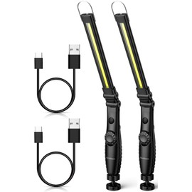 NileBoom LED Work Light，800 Lumens Foldable Rechargeable Cob Work Light with Magnetic Base& Hook, 360°Swivel Flashlight, USB Cable for Car Repair, Home, Garage, Emergency and Outdoor Camping (2 Pack)