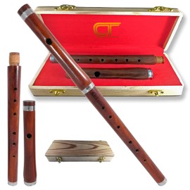 Traditional Irish"BB" Wooden Flute with Hard Wood Case, Rosewood, Two Parts, 15" Size