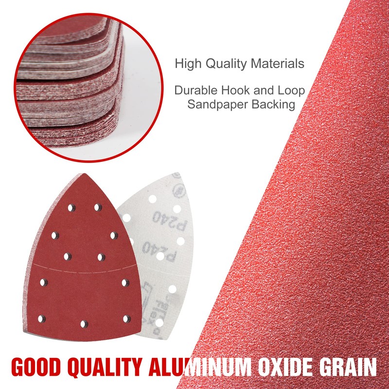 KONGMING 50 Pcs Mouse Sanding Pads 240 Grit 11 Hole
