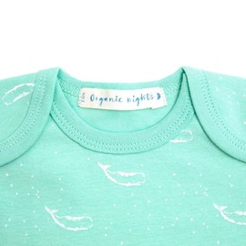 Organic Cotton Baby Sleepsuit - Sage Green Tiny Whales, 0-3 MTHS