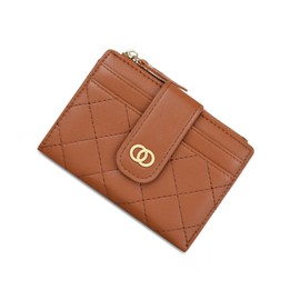 SUNAVY® Women's Mini Purse Small Many Compartments with 8 Card Slots and Coin Pocket Small Purse Women's Leather RFID Protection Purse Women's Small, Small Brown, Casual