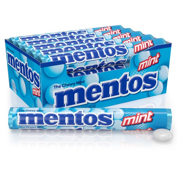 Mentos Chewy Mint Candy Roll, Mint, Non Melting, Party, 14 Count (Pack of 15) - Packaging May Vary