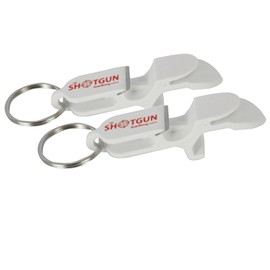 Shotgun Keychain Tool – 2-Pack Beer Bong Party Tools with Bottle Opener & Tab Opener – Fun Gift for Tailgates & Events – Made in USA (White)