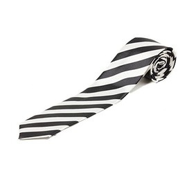 Black & White Striped Skinny Tie
