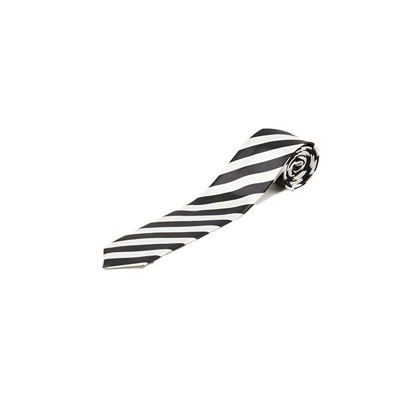 Black & White Striped Skinny Tie