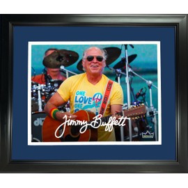Framed Jimmy Buffett Facsimile Laser Engraved Signature Auto 12"x15" Music Photo HOFSM Holo